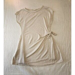 See You Monday Women's Beige Tie Waist Cap Sleeve T-Shirt Size L SUPER SOFT